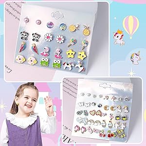 7MM Women Kids Surgical Steel Rose Gold Plated CZ Non-Allergenic