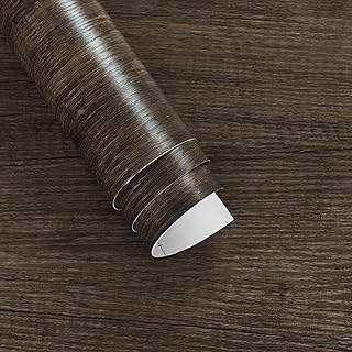 Dark Brown Wood Grain Contact Paper Walnut Textured Peel and Stick Wallpaper 15.7"x196.8" Air Guide Slot Design Self Adhesive Matte Thickened Wood Vinyl Wrap for Furniture Table Sticker Cover