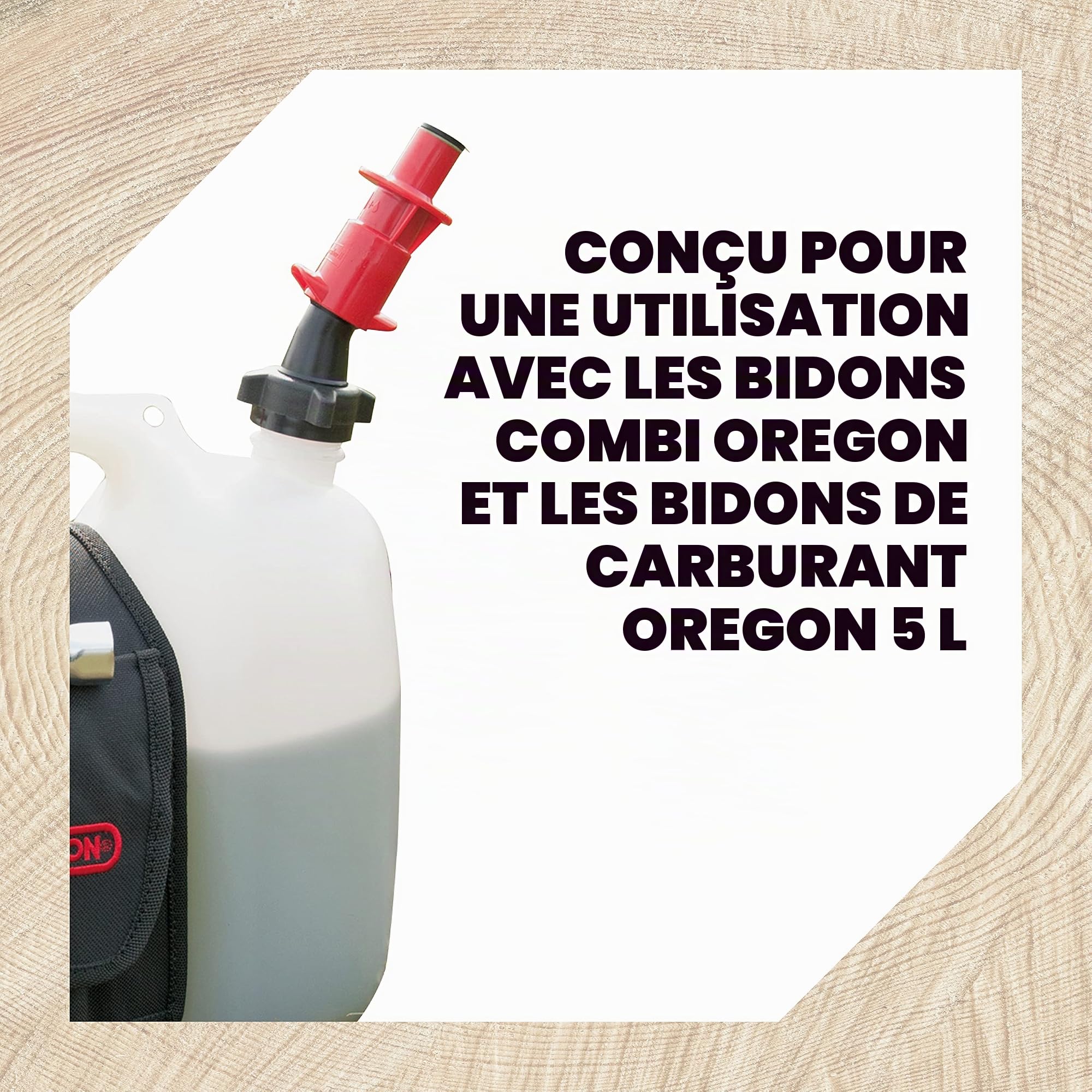 Oregon - Bouchon Verseur de Sécurité pour Bidon d'Essence Combiné de 5 L, Facile à Utiliser (562611) & Bidon Combiné Économique, 5 + 3 Litres, Bidon 2-en-1 pour Essence et Huile pour
