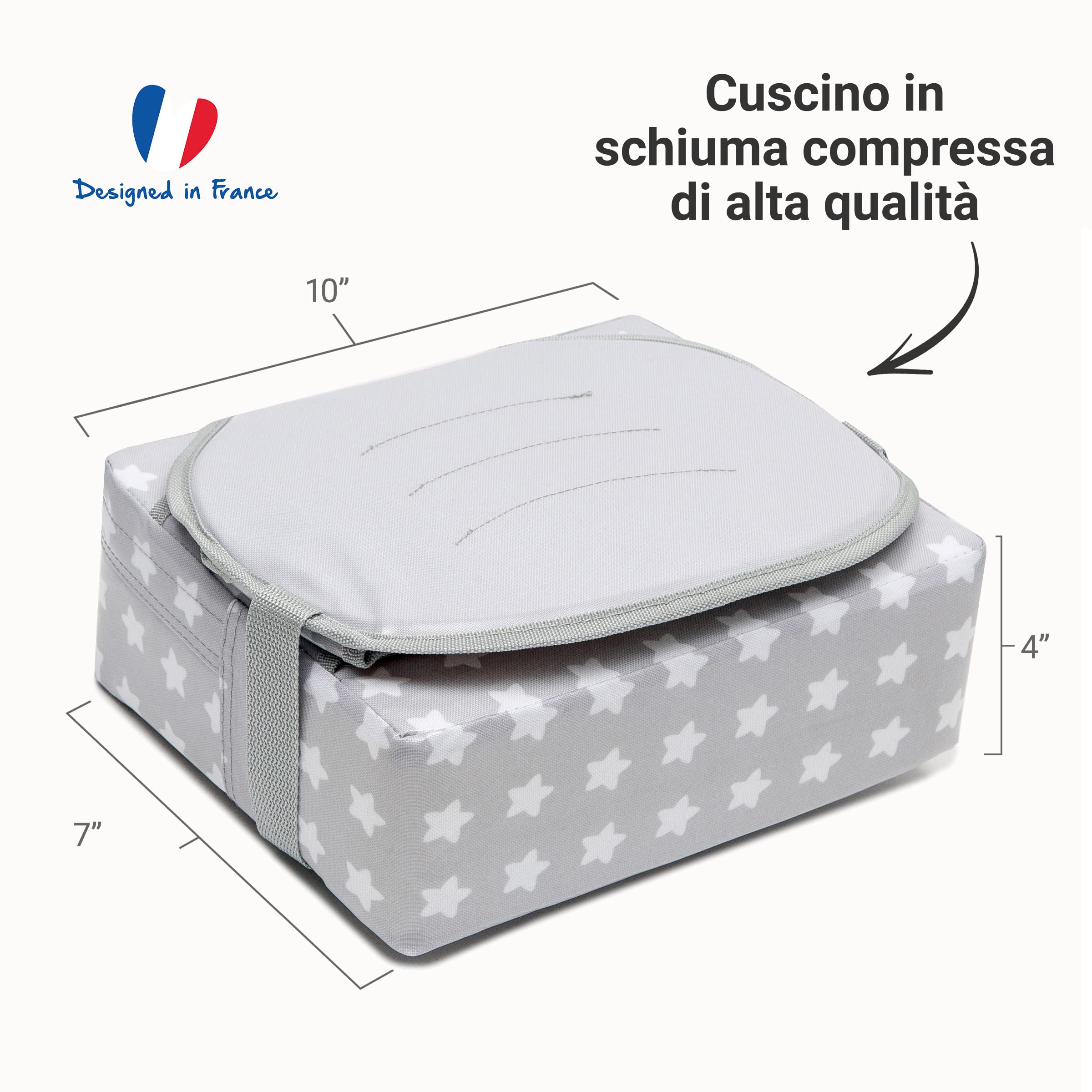 Baby-To-Love Easy Up, seggiolone per neonati, sollevatore per seggiolone, sollevatore Nomade Baby (White Stars)