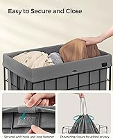 Vista 6 de SONGMICS 29 Gal. (110L) Laundry Basket, Laundry Hamper, Collapsible Clothes Hamper, Removable and Washable Liner, Metal Wire Frame, for Bedroom