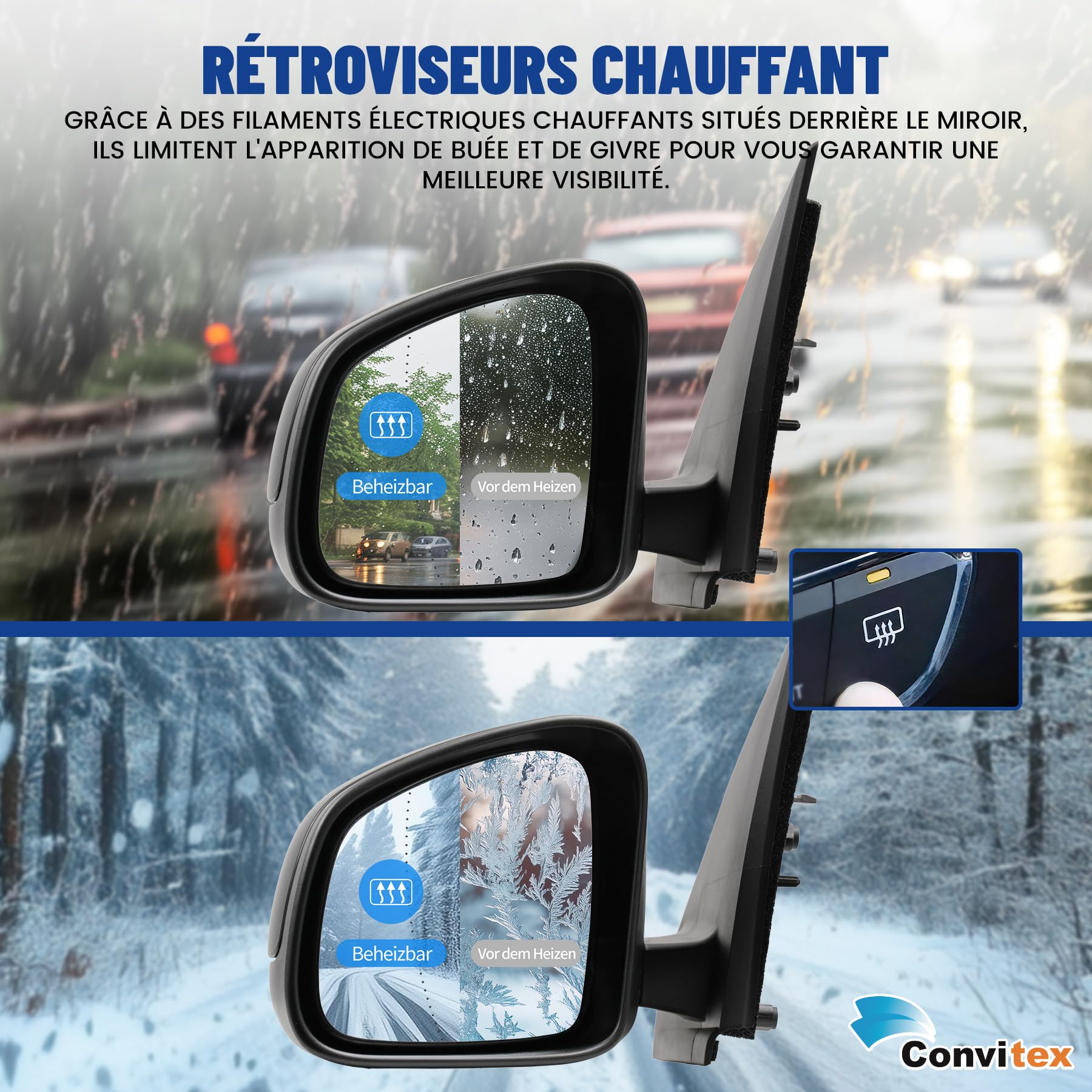 Specchietto retrovisore sinistro elettrico riscaldabile, specchio completo per RENAUL|T Twin III, SM|ART FORFOUR dal 2014, 5 pin