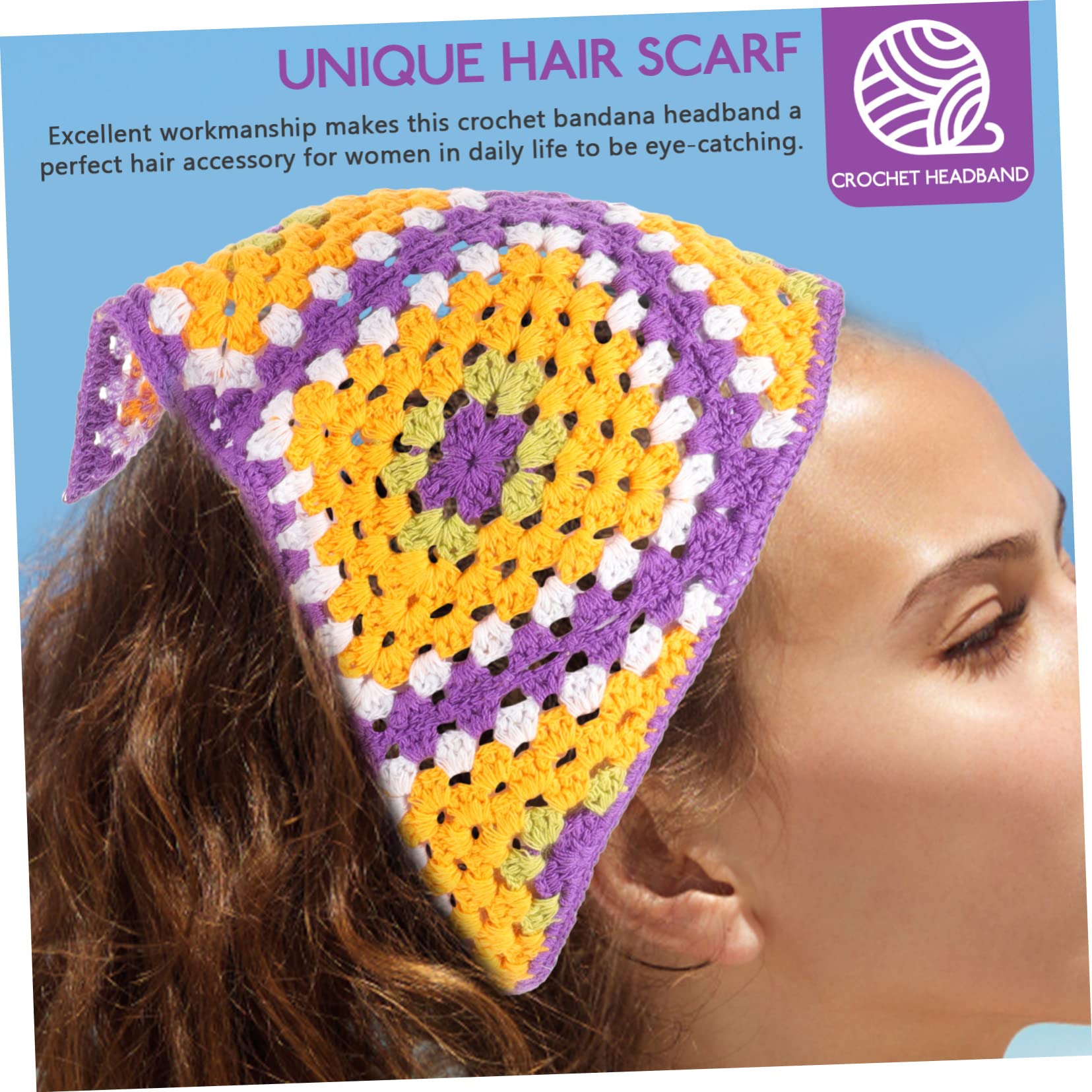 FRCOLOR 2Pcs Fascia Triangolare Fasce Di Trucco Fascia Lavorata A Maglia Delle Sciarpe Testa Fazzoletto All'Uncinetto Bandana Fasce All'Uncinetto Bandana