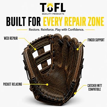 TOFL 72 Baseball Glove Lace Strips - Flat Shaped Cowhide Leather Lacing for Gloves, Mitts & DIY Repair
