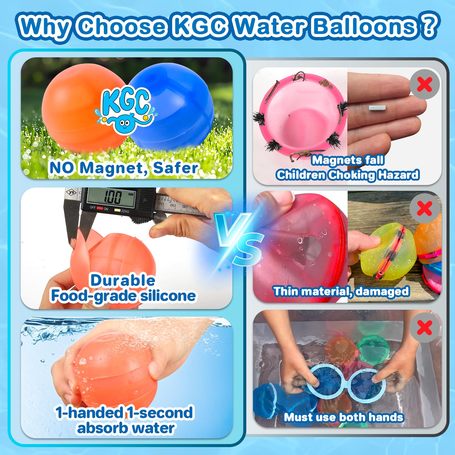 18 globos de agua reutilizables, sin imanes, bomba de agua de silicona autosellante con bolsa de malla, bola de agua de llenado rápido para actividades al aire libre, juguetes de verano, juguetes de 3