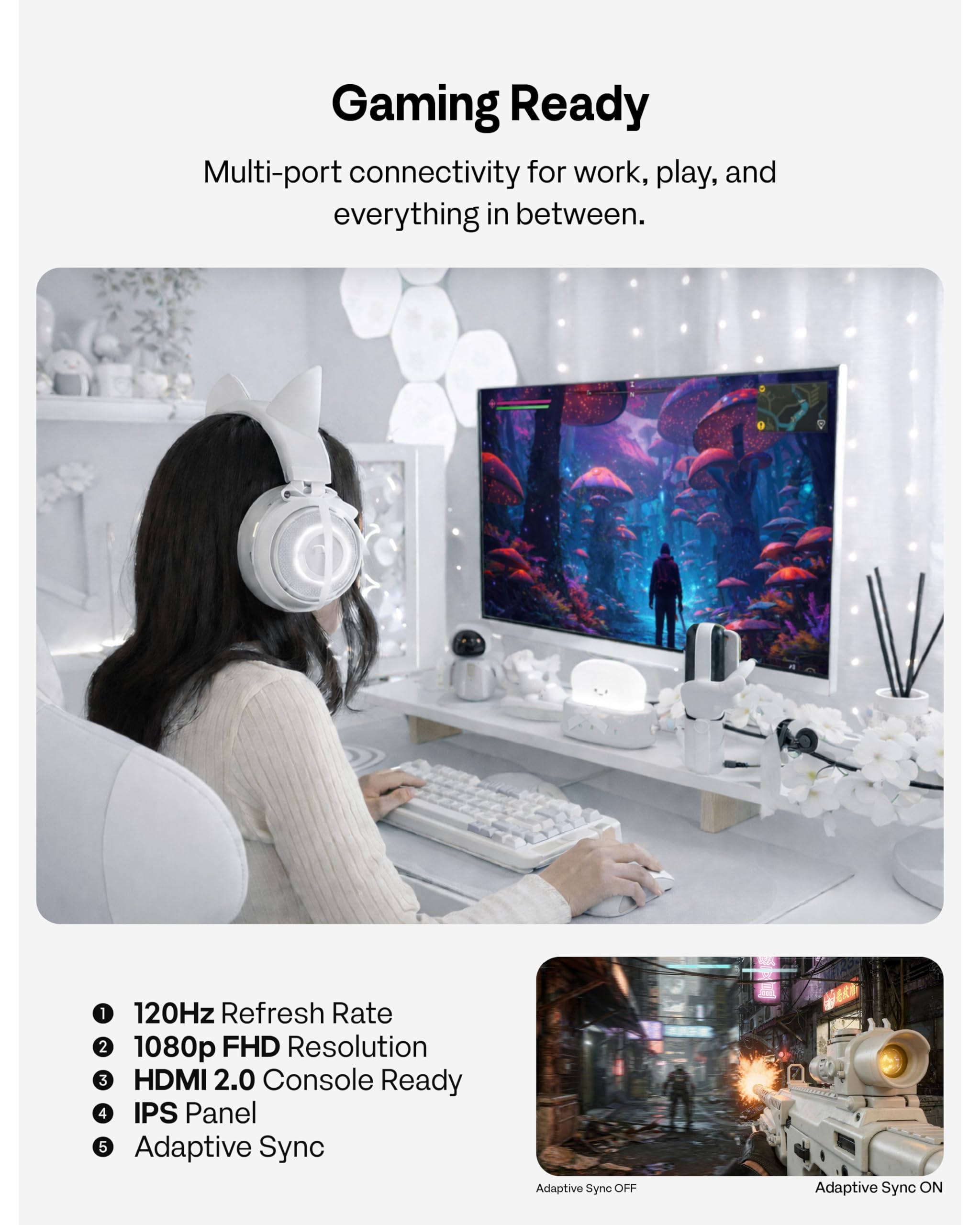 Amazon.com: Pixio PX246 Wave White 24 inch 120Hz Refresh Rate FHD