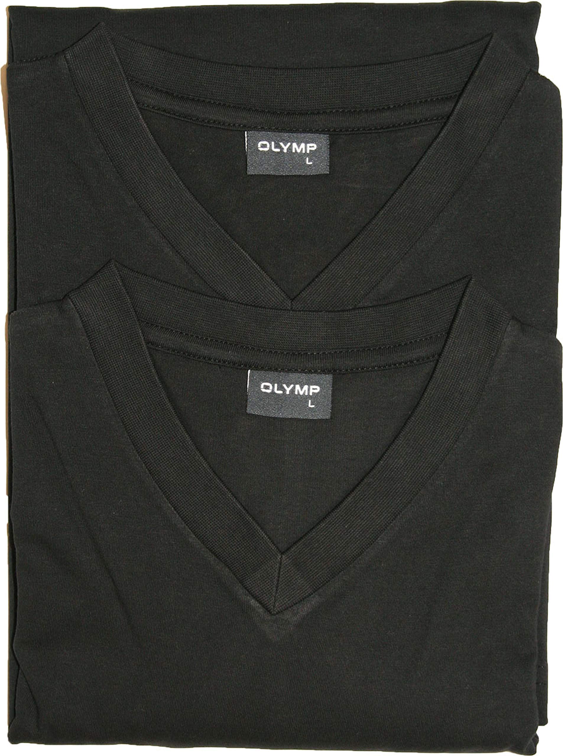 OLYMP T-Shirt V-Kragen schwarz im Doppelpack 0701/12/68, M