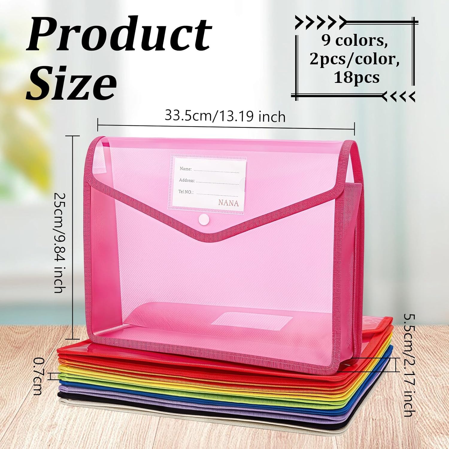 CUTHOLLOW Plastic Expandable File Organizer Folder(No Divider), 18Pcs Waterproof Transparent Document Holder Storage for Receipt/Paper/Bill/Taxes/Letter, Easy to Label A4 Size for School Office Home
