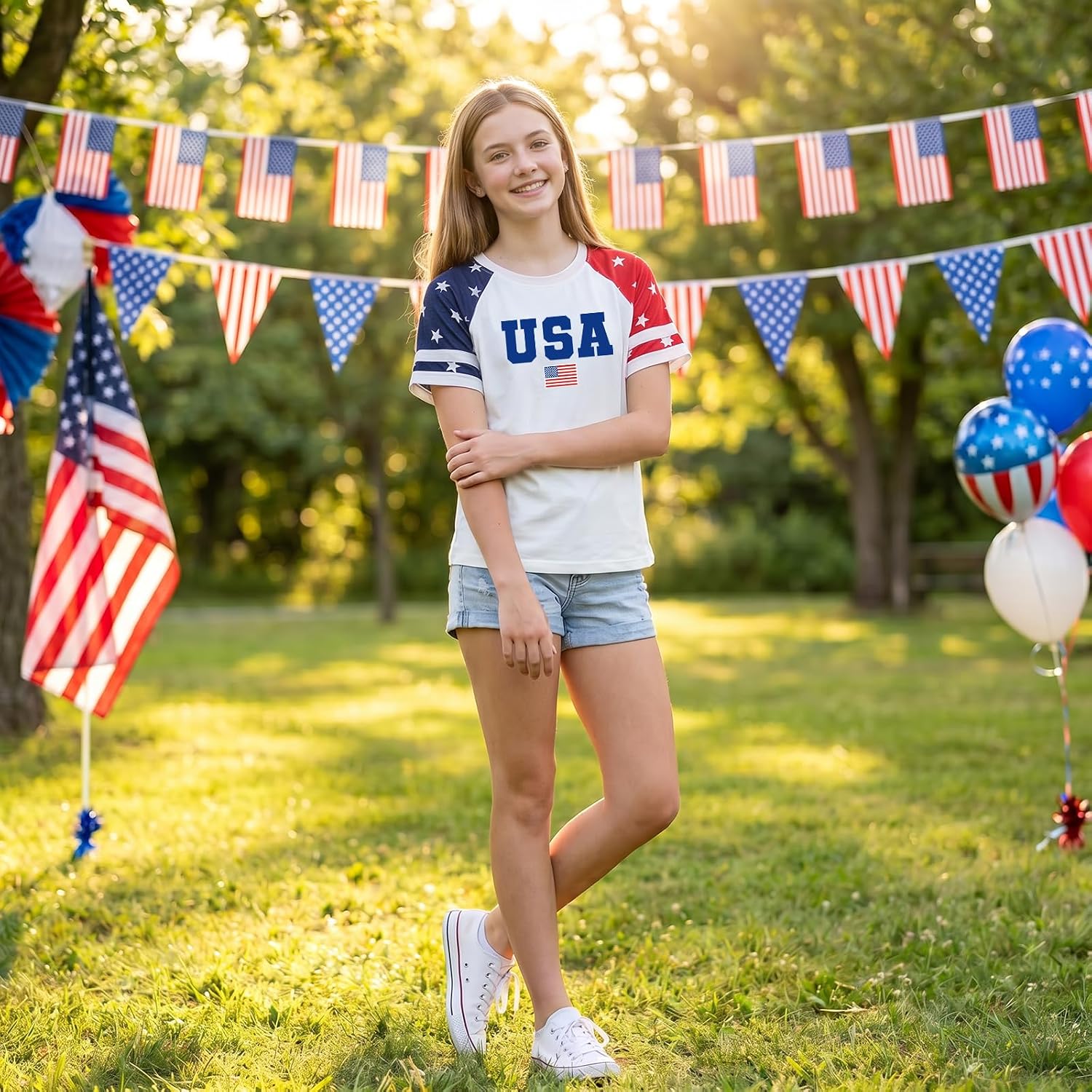 Kids 250 Anniversary USA Shirts Girls America Tshirt 4th of July Shirt Patriotic Short Sleeve Tops