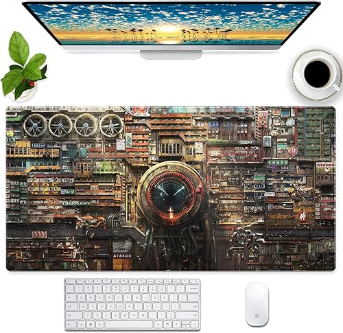 Miniatura 20 de Alfombrilla de escritorio Retro Neon Fantasy XXL grande de 31.5x15.7 pulgadas Alfombrilla de teclado y mouse para juegos Decoración de escritorio de