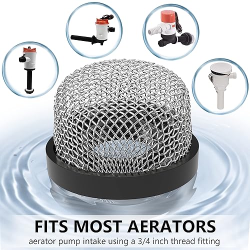 Miniatura 3 de Saillong Colador de malla de acero inoxidable de  pulgadas -14, filtro de malla inoxidable compatible con bomba Livewell, filtro de rosca MA-023