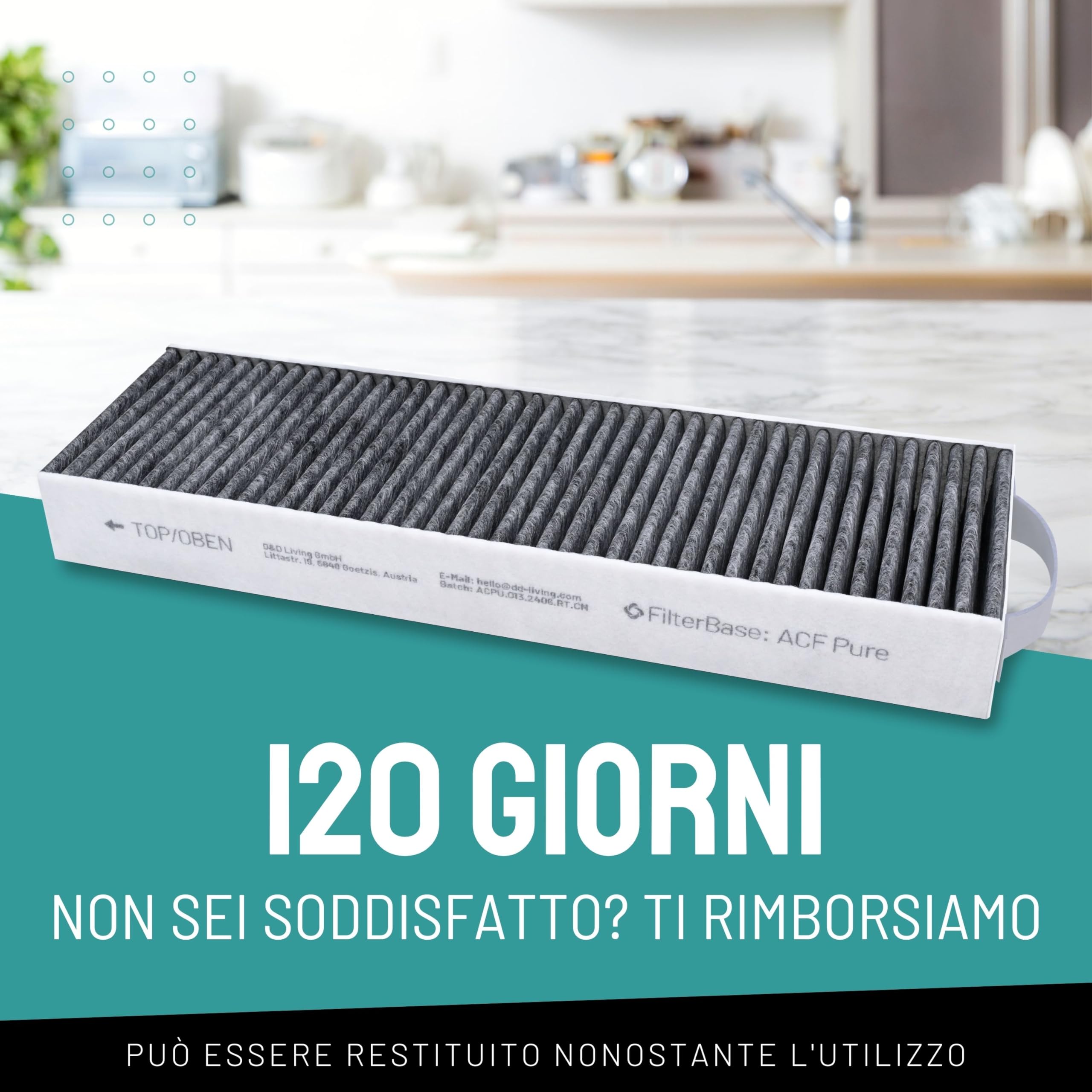 FilterBase® Filtro a carbone attivo compatibile con il filtro Bora Pure PUAKF | Filtro al carbone di alta qualità per la tua piastra di cottura PURU o PUXU con ricircolo d'aria