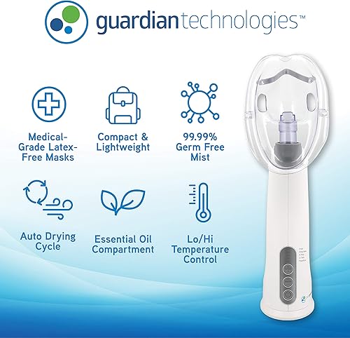 Miniatura 8 de PureGuardian MST55 Inhalador portátil de vapor y niebla caliente, bandeja de aceite esencial, tratamiento de vapor natural de mano ideal para