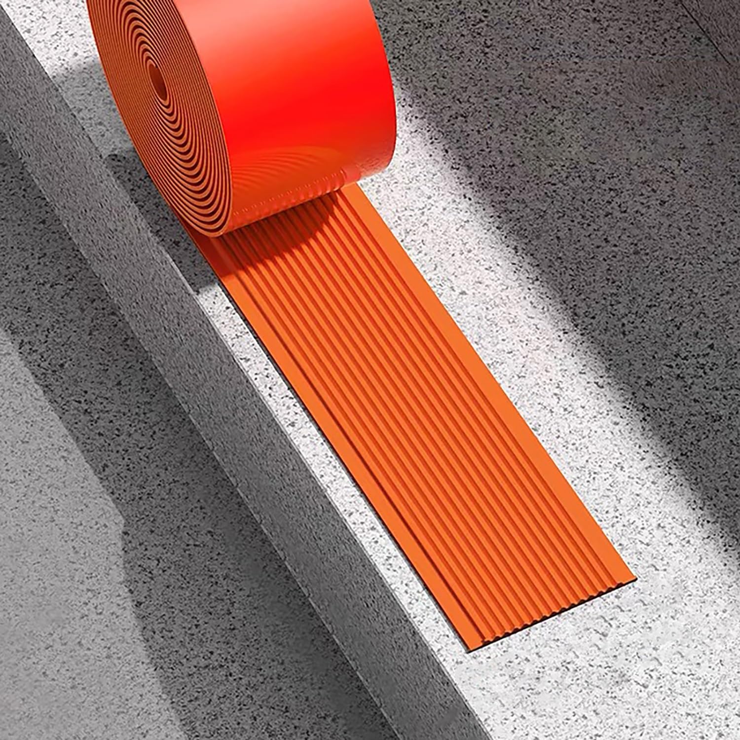Cinta De Seguridad Autoadhesiva Antideslizante, Perfiles de borde de peldaño de ángulo de goma de PVC, tira de umbral de escalera de protección de esquina en forma de L(Orange red,5m,5cm)