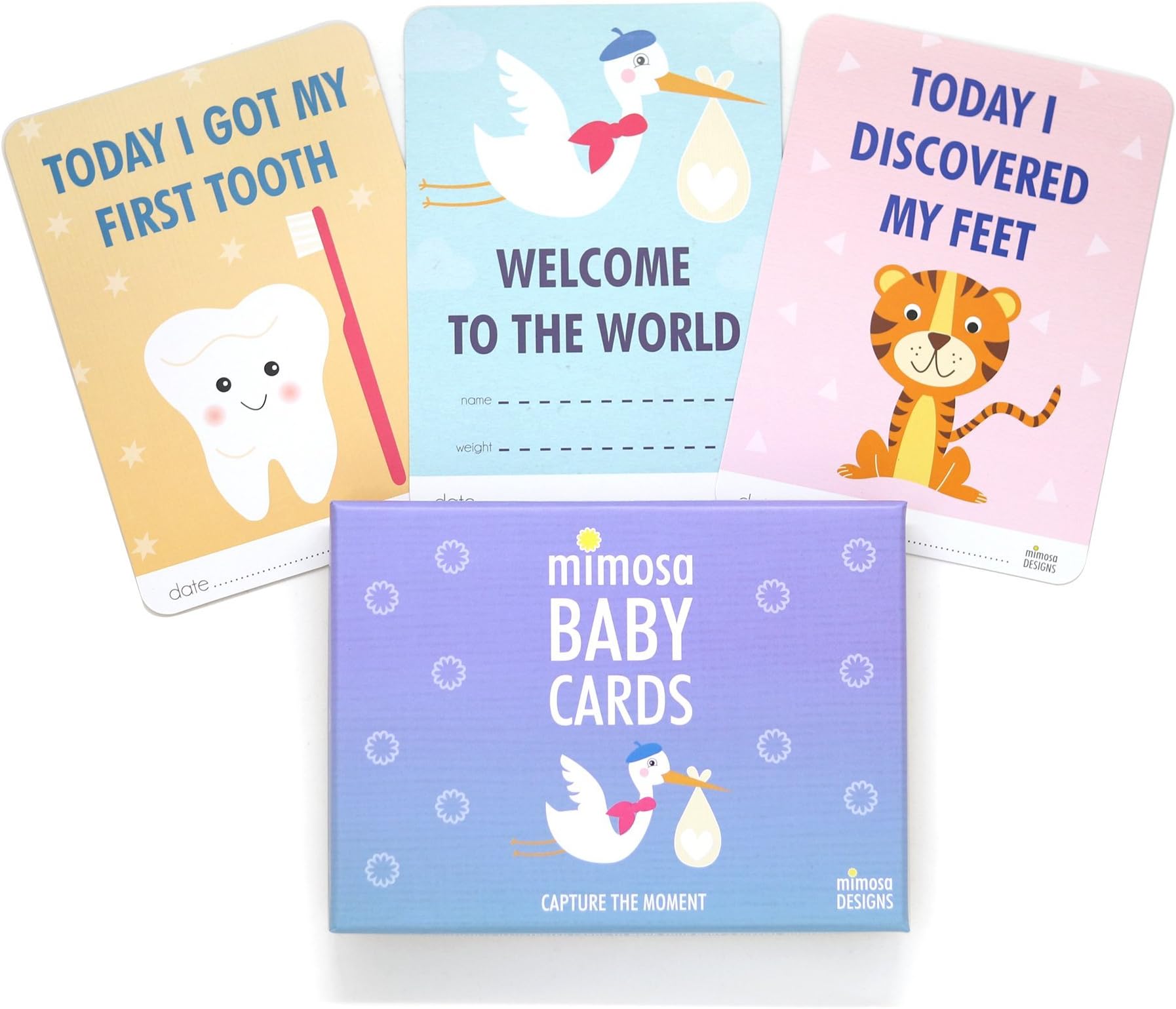 Mimosa Baby Cards - Set of 32 Milestone Cards to Capture The Special Moments in a Baby's 1st Year