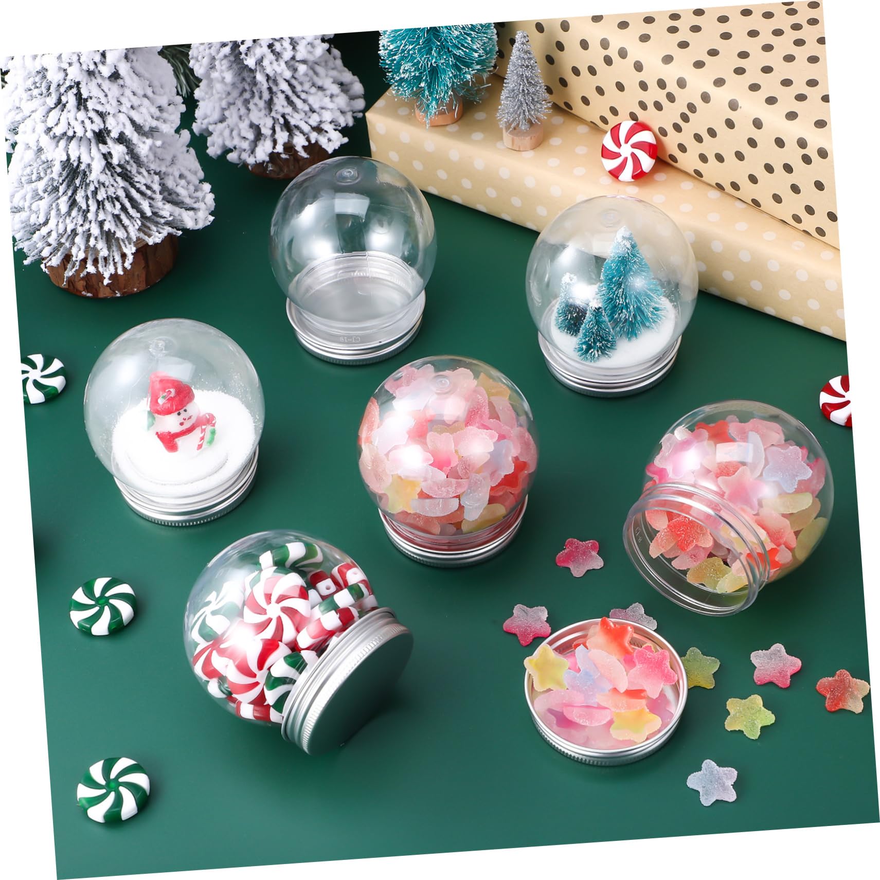 10pièces Boules à Neige Plastique à Remplir Soi-même Lot de Globes De Bouchons à Vis pour Décoration Noël Anniversaires Et Loisirs Créatifs