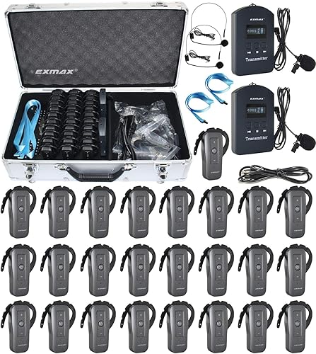 EXMAX EXD-6688 2.4 GHZ Sistema de transmisión de voz de audio inalámbrico Soporte dos transmisores que trabajan simultáneamente para exposición de