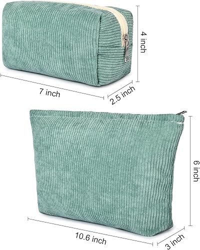 Miniatura 3 de Bolsa de maquillaje de 2 piezas, bolsa grande de pana para cosméticos, bolsa de aseo de viaje, bolsa de aseo de viaje, organizador de brochas de