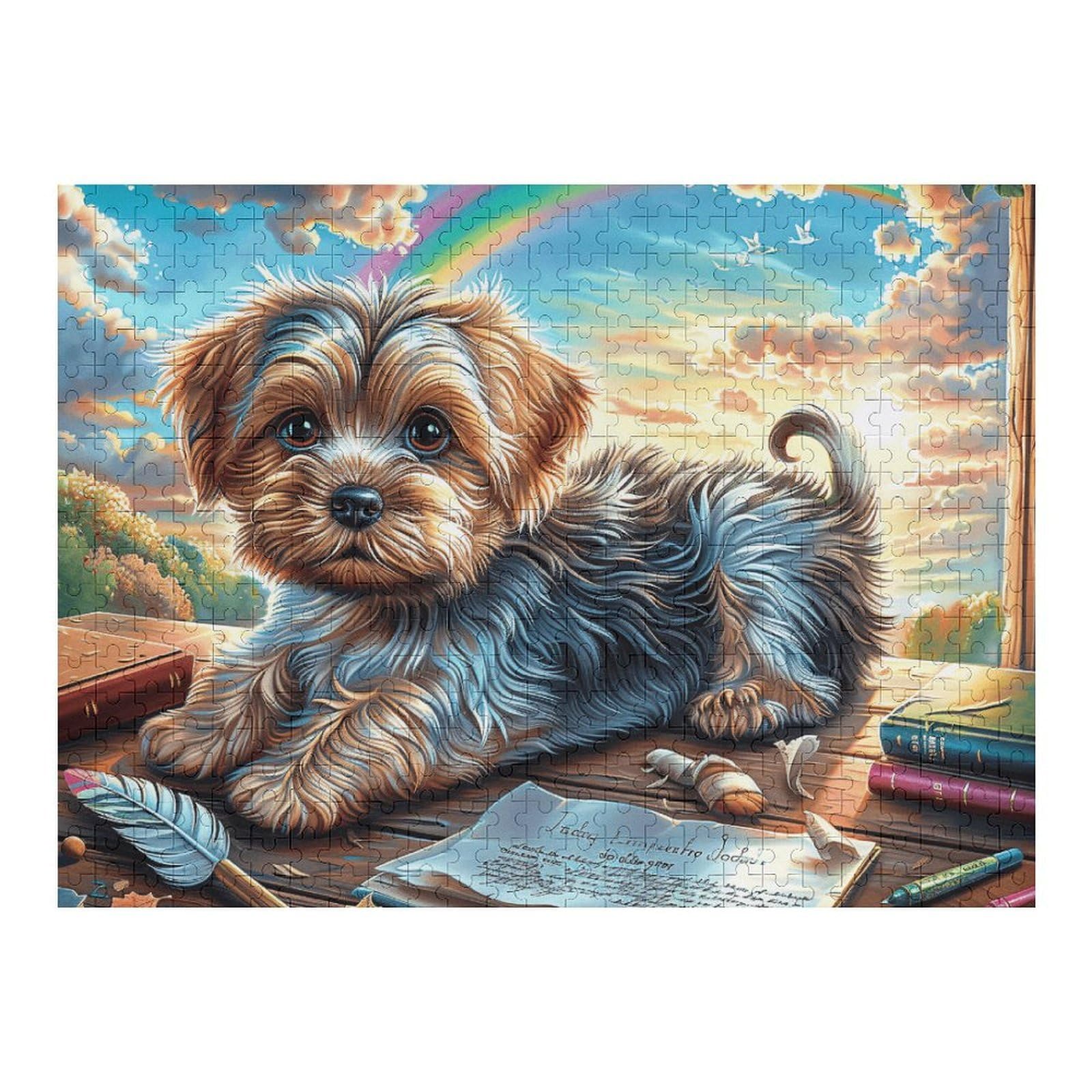 Sofa Cute Yorkshire Terrier 500 Piece Jigsaw Puzzle for Adults Jigsaw Bedroom Decor Accent Whimsical Brainteaser Great Relaxation Activity 500 PCS
