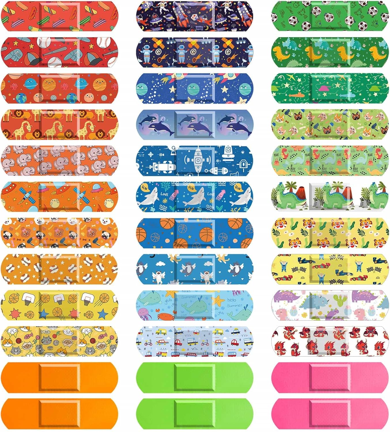 33 Style Kids Cartoon Bandages 300 Pcs Cute Bandages Adhesive Flexible Colorful Bandage Toddler Bandage Waterproof Breathable Protect Scrapes and Cuts for Girls Boys Children Toddlers (Cool)