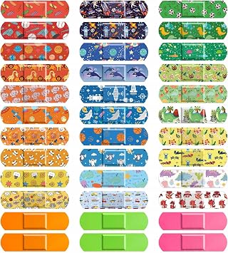 Sublaga 33 Style Kids Cartoon Bandages 300 Pcs Cute Bandages Adhesive Flexible Colorful Bandage Toddler Bandage Waterproof Protect Scrapes and Cuts for Girls Boys Children Toddlers Cool