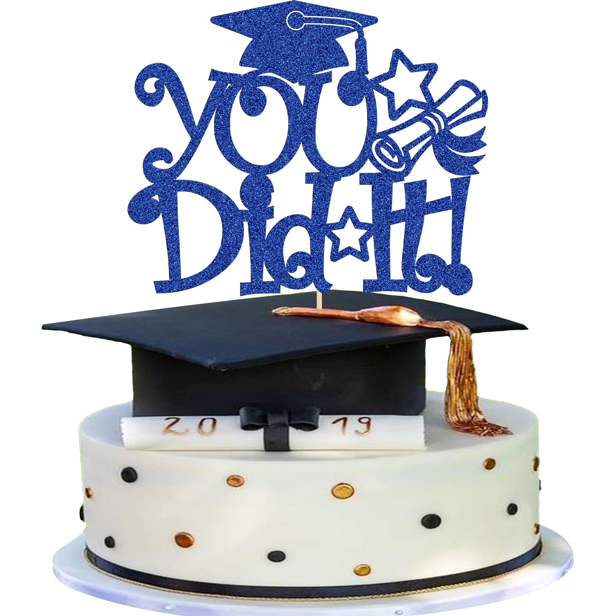 1Pc You Did It Cake Topper Glitter Congrats Grad Cap 2026 Graduation Cake Topper Decorations for 2026 Graduation Theme High School Boys Girls Graduate