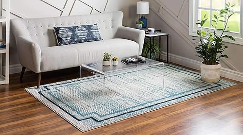 Miniatura 9 de Unique Loom Oasis Collection - Alfombra rectangular de 10 x 14 pies y 1 pulgada, color gris y marfil