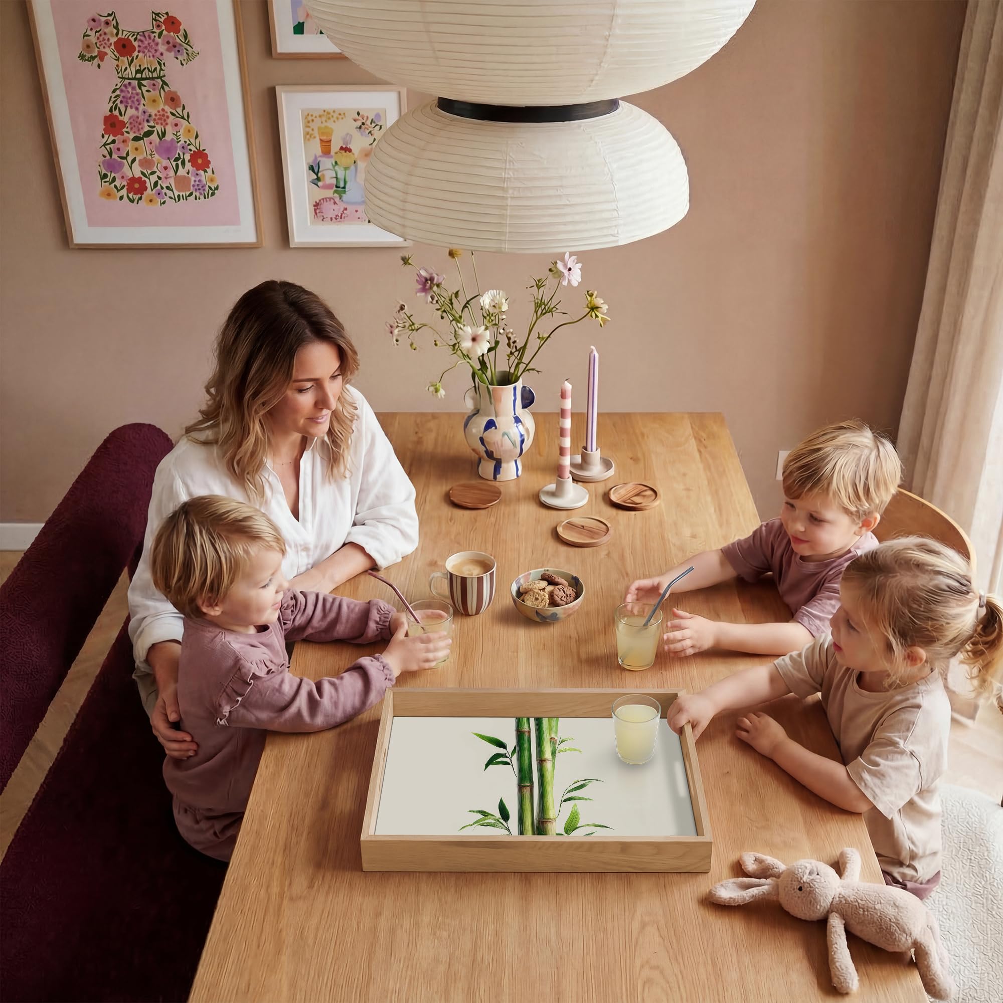 Plateau Plateaux Service Repas Bois Decoratif Table Résistant Aux