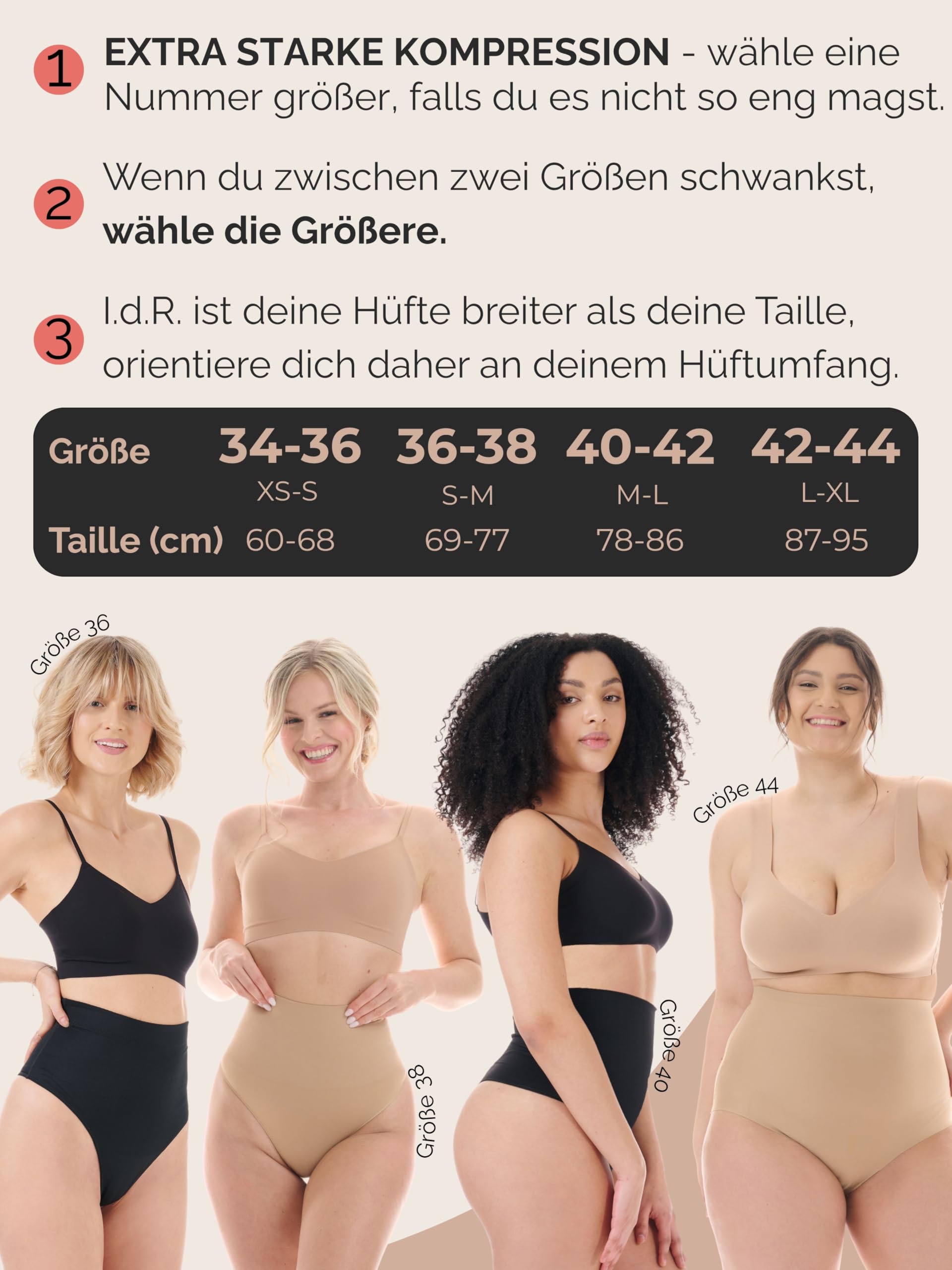 TONEST Shapewear Damen - Bauchweg Shaping-String - High Waist - Figurformend - Shape-Unterwäsche - Miederstring - hohe Taille - 1000-MS-CC