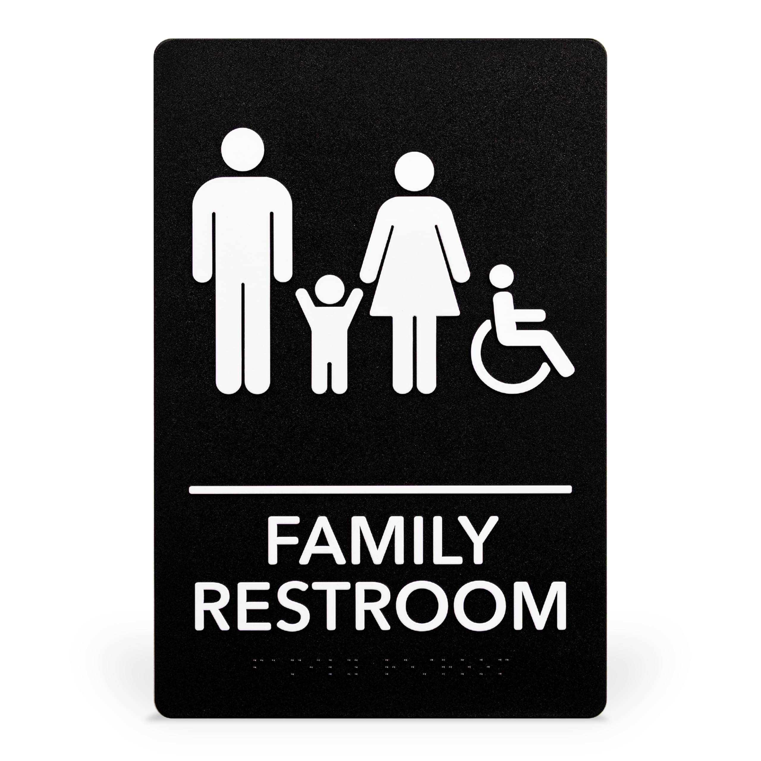 ExcelMark Restroom Sign for Business - ADA Compliant Braille Bathroom Sign with Double Sided Tape to Secure Perfectly in Less Than a Minute - Size 9 x