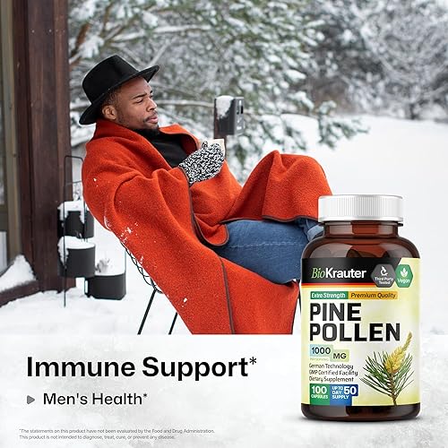 Miniatura 2 de BIO KRAUTER Cápsulas de polen de pino 1000 mg - 100 cápsulas de polen de pino para hombres y mujeres - Suplemento herbario para apoyo inmunológico