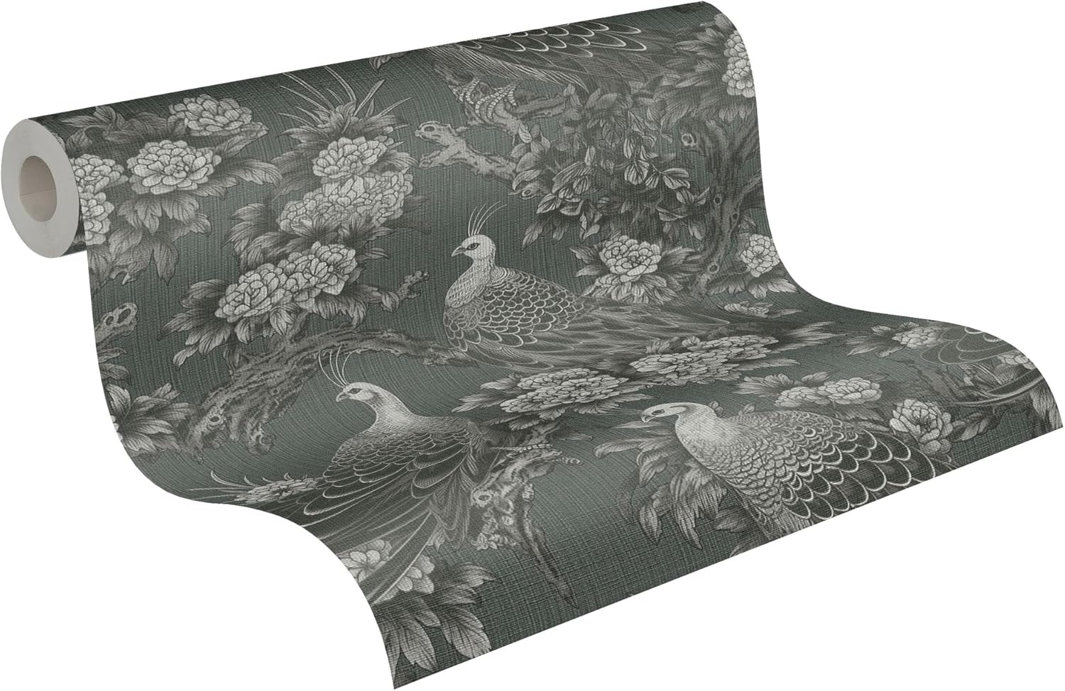 Livingwalls MICHALSKY 399821 Non-Woven Wallpaper Floral High-Quality Wallpaper with Animals in Grey, Black