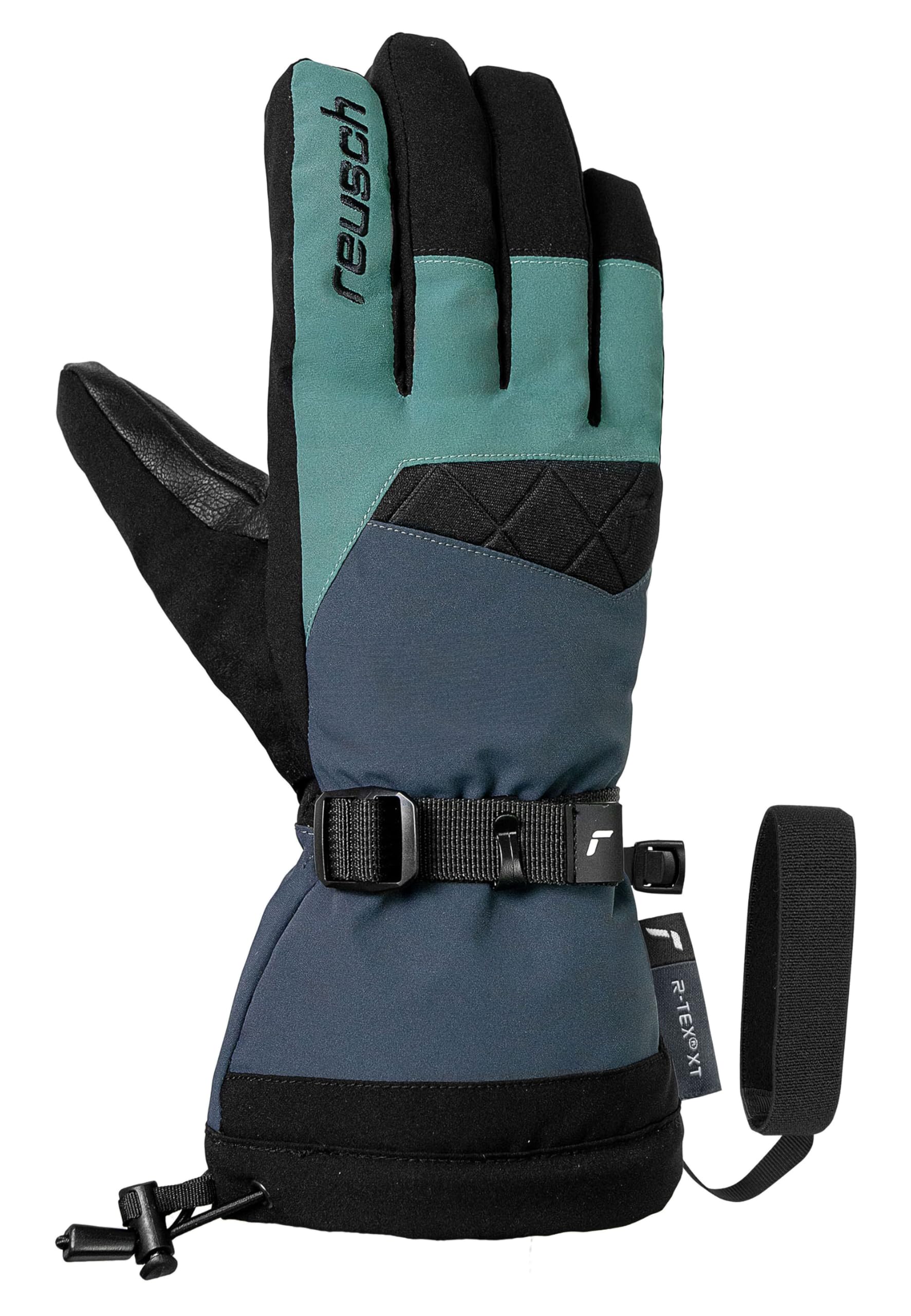 Reusch Couloir R-TEX XT Gants de Ski Unisexes, imperméables, Coupe-Vent, Respirants, Isolation R-LOFT, Cuir végétalien, Softshell, Doublure MicroActive, Manchette en Poudre, Leash Confortable, pour