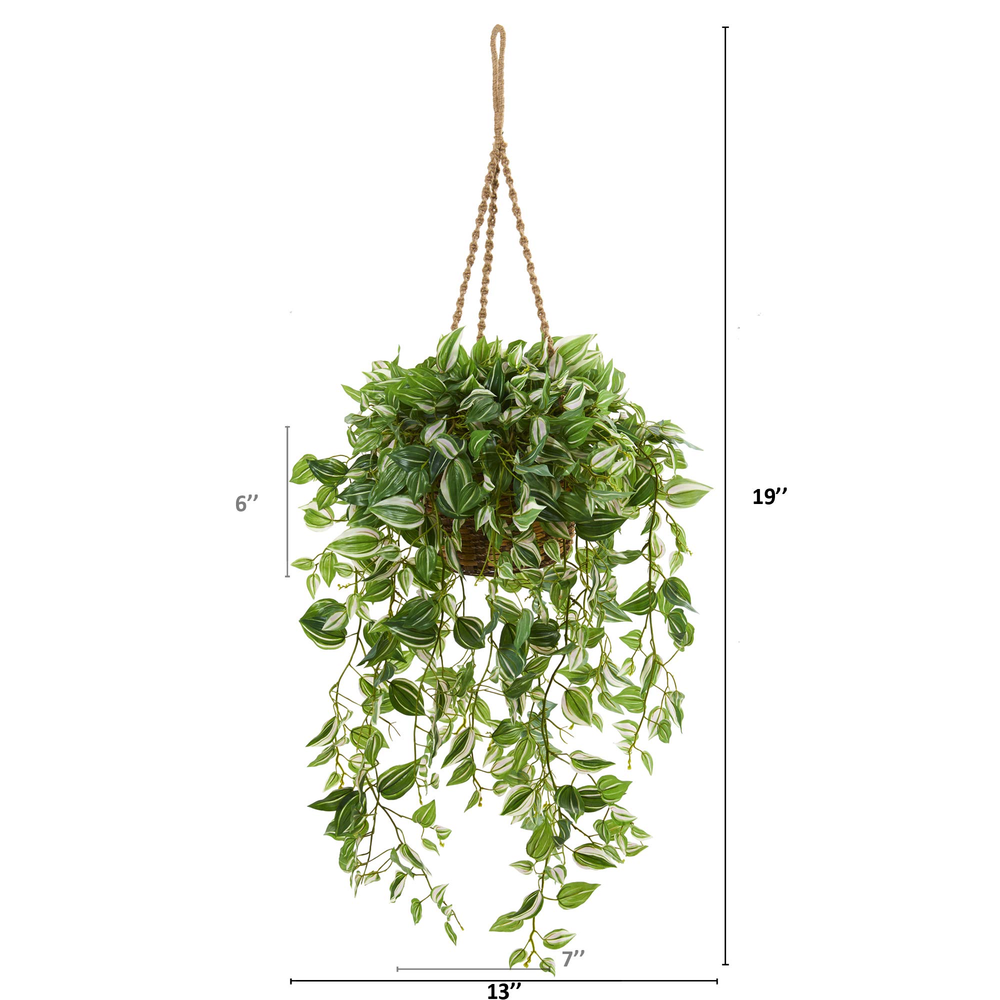 Casi Natural 51 Pulgadas. Wandering Jew - Cesta Colgante Artificial (Tacto Real), Color Verde