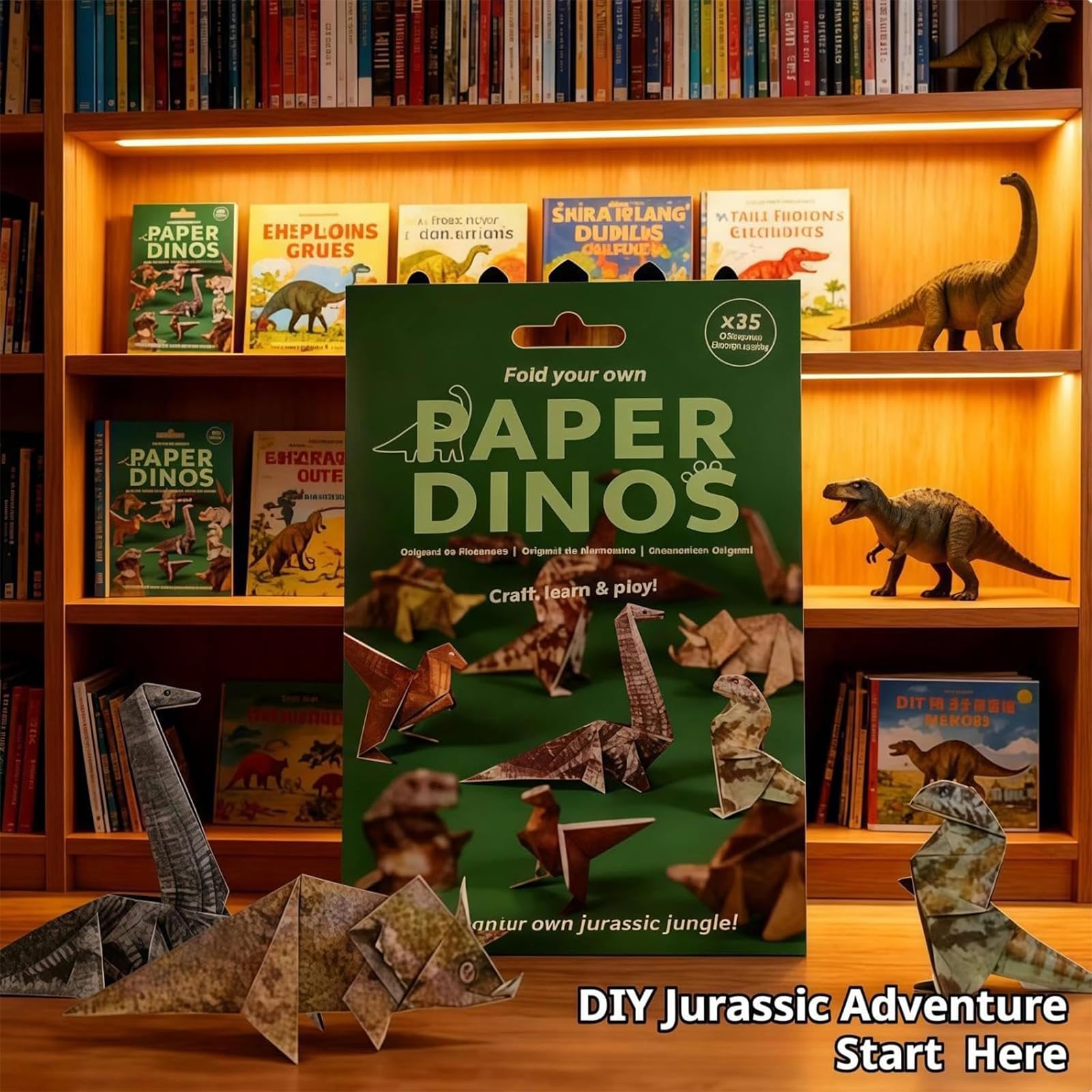 Kilibili 3D Dinosaur Origami Kit, 35PCS DIY Paper Craft for Kids Creative Animal Activity for Boys & Girls - Image 4