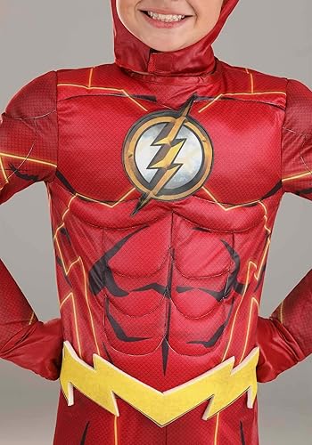 Miniatura 5 de Disfraz Flash de lujo para niños, traje de superhéroe rojo para cosplay de cómics, fiestas de disfraces de héroes y Halloween