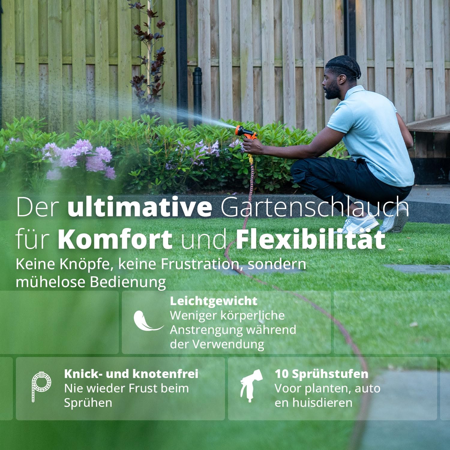 FlinQ Flexibler Gartenschlauch bis zu 30 Meter - Schwarz/Orange