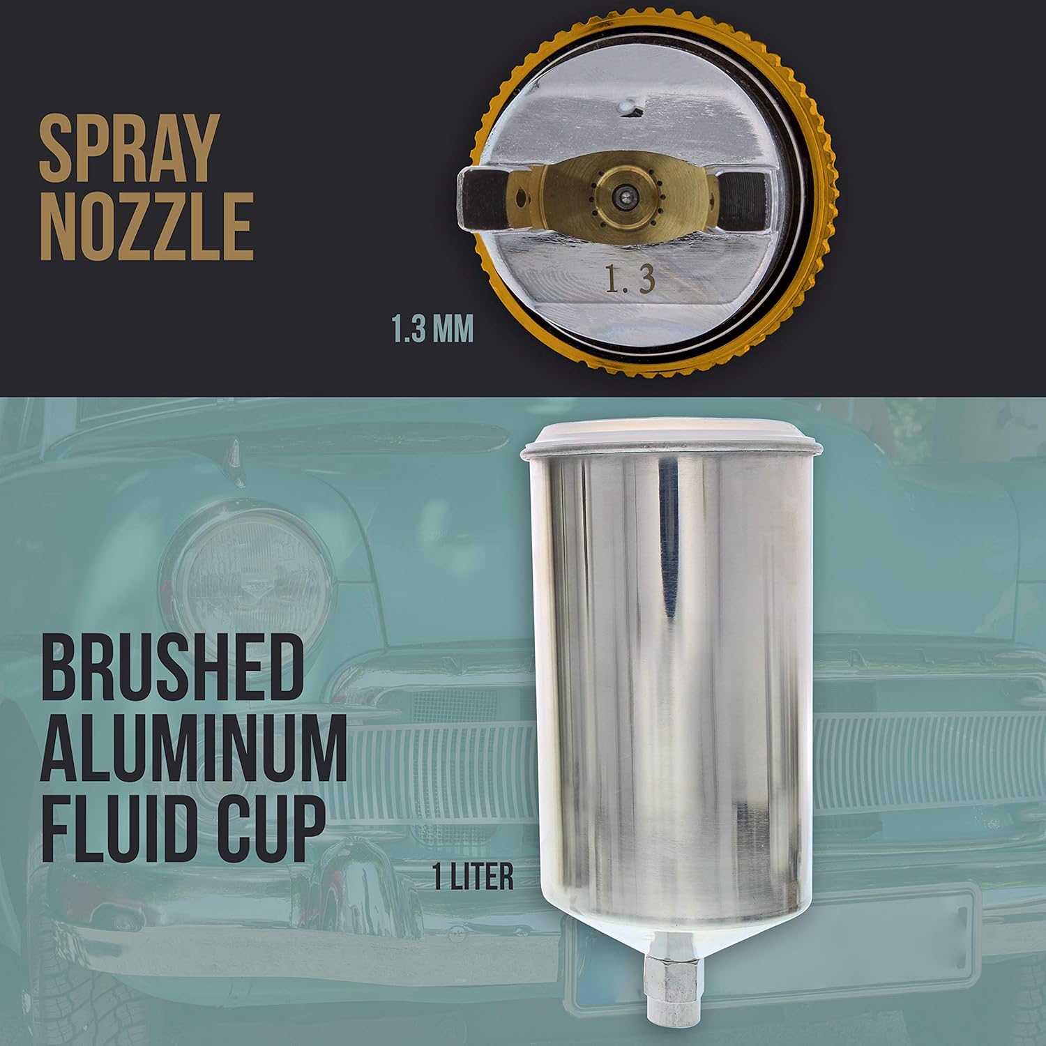 TCP Global 1.3mm HVLP Spray Gun-Gravity Feed-auto Paint Basecoat Clearcoat with Air Regulator & Spray Gun and Airbrush Lubricant, 4 Ounce