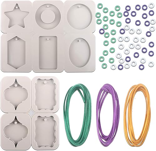 Miniatura 1 de 2 moldes de silicona para bolsitas de cera perfumada, incluye 3 cuerdas de cuero crudo de 40 pulgadas y 60 fianzas. (combinación 03)