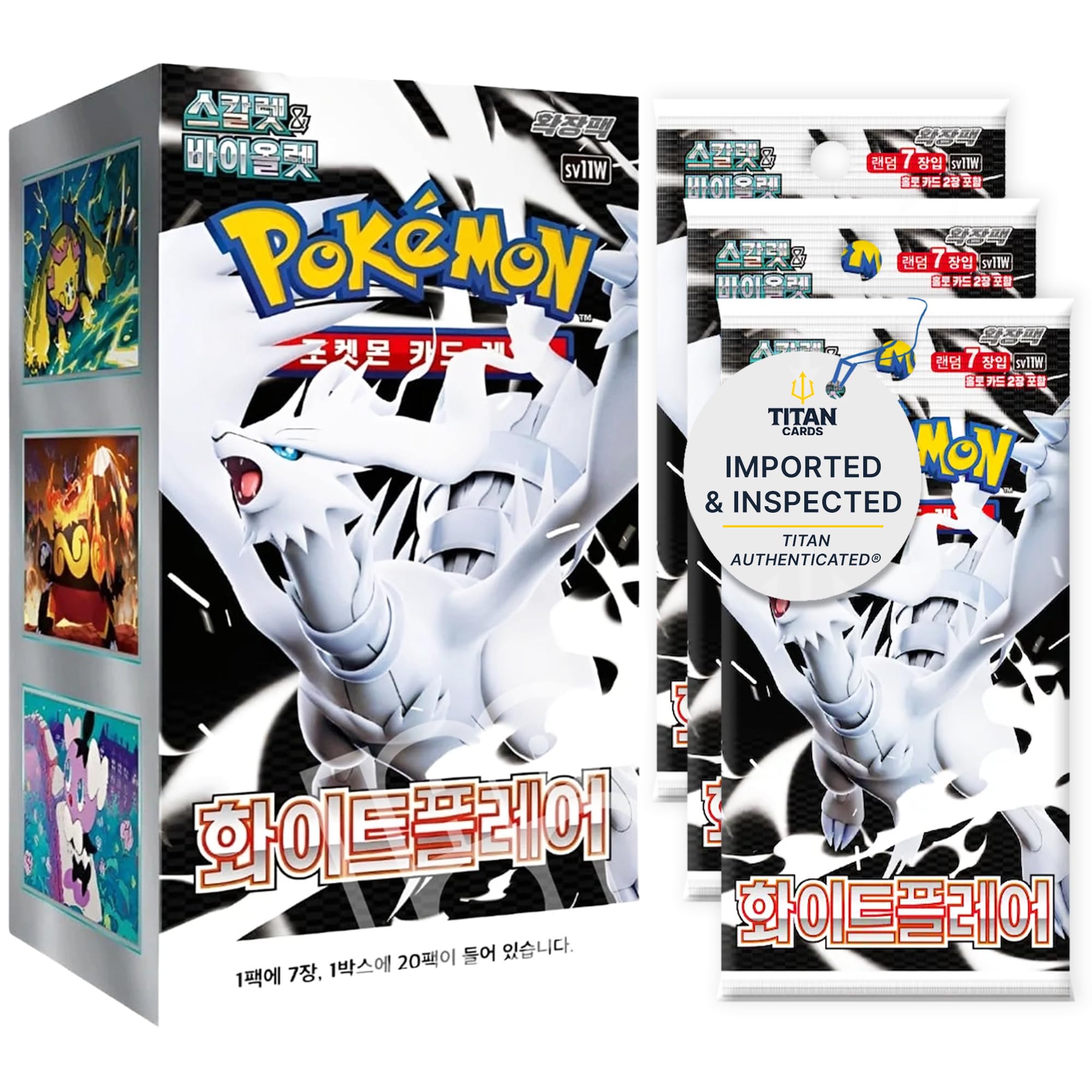 Pokémon TCG White Flare SV11W Korean Booster Box - Korean Pokemon Cards - Titan Authenticated - Scarlet & Violet Series - Legendary Pulls for Collecting & Trading - 20 Sealed Packs (7 Cards Each)