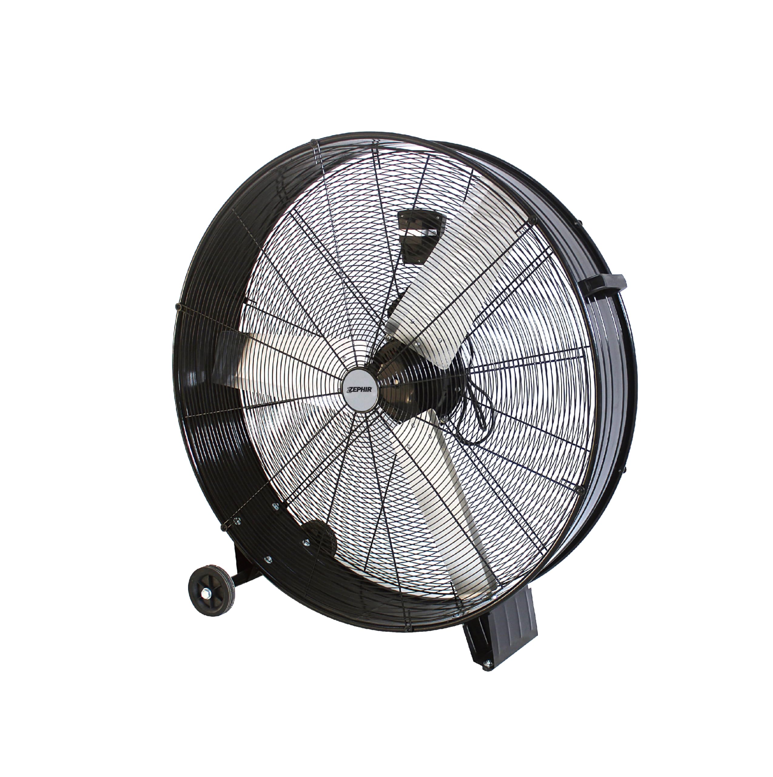 Zephir ZDM90CM Ventilatore Industriale da Terra Professionale con Ruote Struttura Interamente in Metallo Superpotente Pala 90 cm Gabbia 3 velocità selezionabili Motore da 360W, Nero