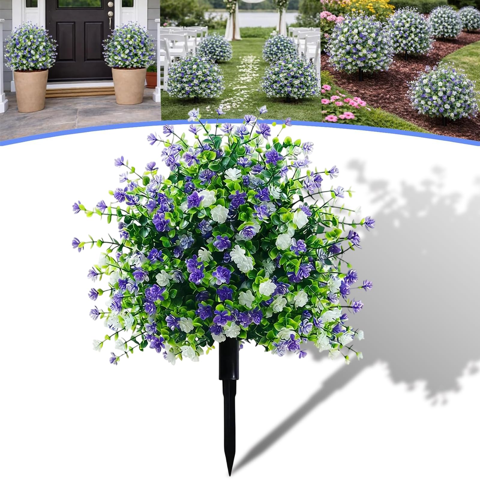 Artificial Potted Trees with Ground Stakes, UV Resistant Faux Camellia Shrubs, Realistic Fake Bushes & Outdoor Artificial Plants Decor for Garden, Front Porch, Yard and Patio (1 PCS)