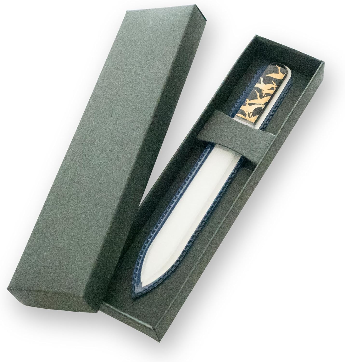 Glass Nail File & Crystal Nail File - Authentic Czech Glass with Japanese Makie Art, Traditional Kishu Lacquerware Design - Handmade in Japan with Protective Sleeve (Mt. Fuji and Sakura)
