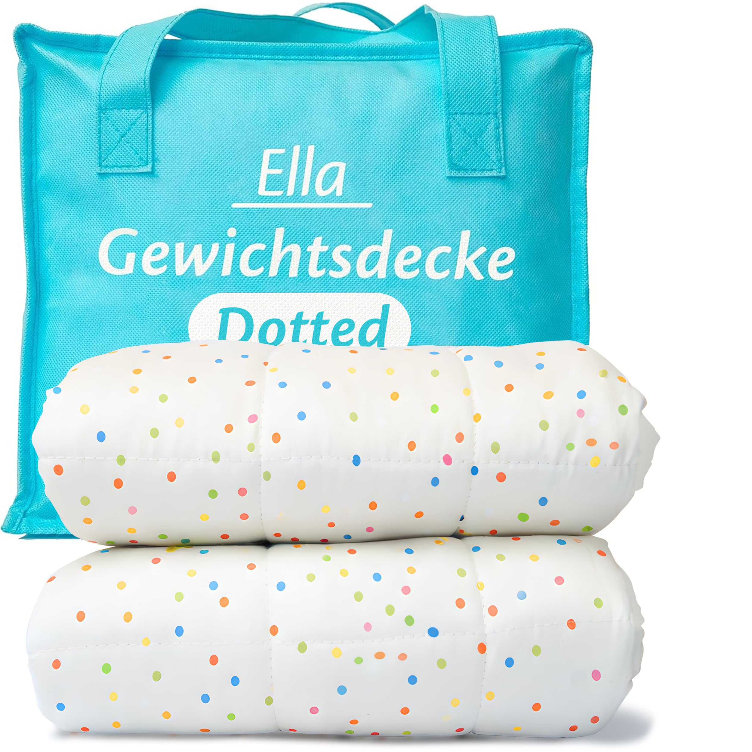 Ella Koc obciążony dziecięcy 3,2 kg 100 x 150 cm - relaksująca i uspokajająca kołdra obciążona dziecięca - hipoalergiczne szklane koraliki, miękka i odświeżająca bawełniana warstwa zewnętrzna, kołdra