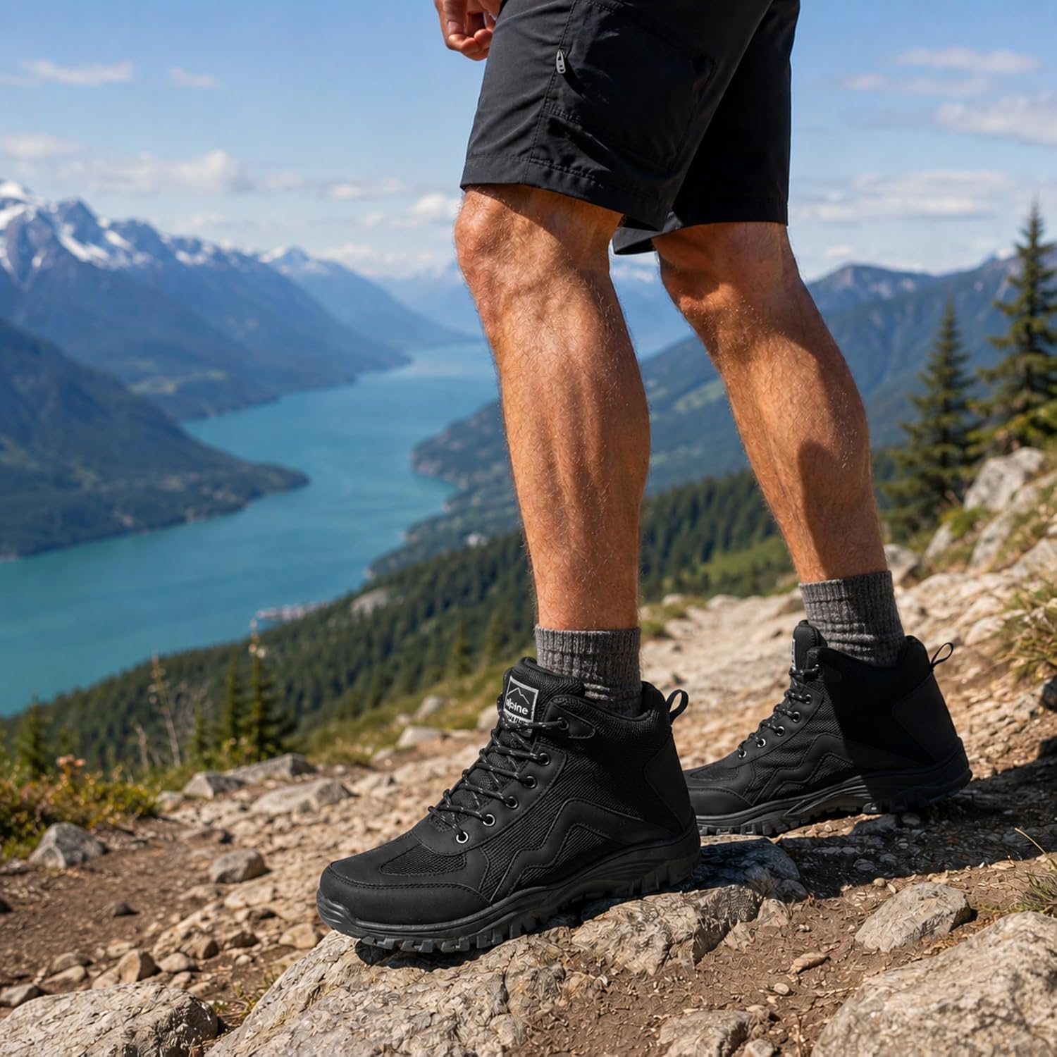 Alpine Swiss Brent Men's Lightweight Hiking Boots | Durable Outdoor Walking Shoes with Enhanced Grip & Comfortable Fit (RUNS LARGE – Size Down)