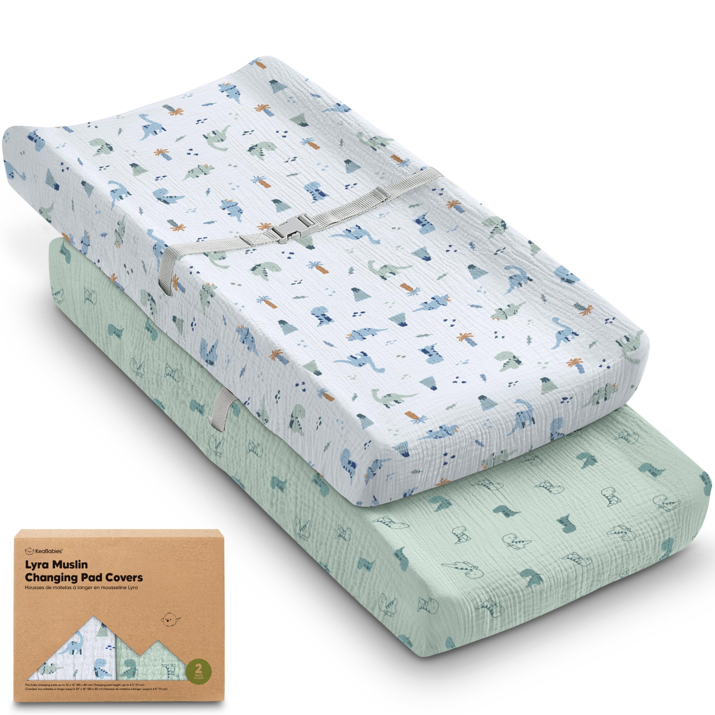 KeaBabies 2-Pack Muslin Diaper Changing Pad Covers Boy - changing table pads and covers | Mubboo