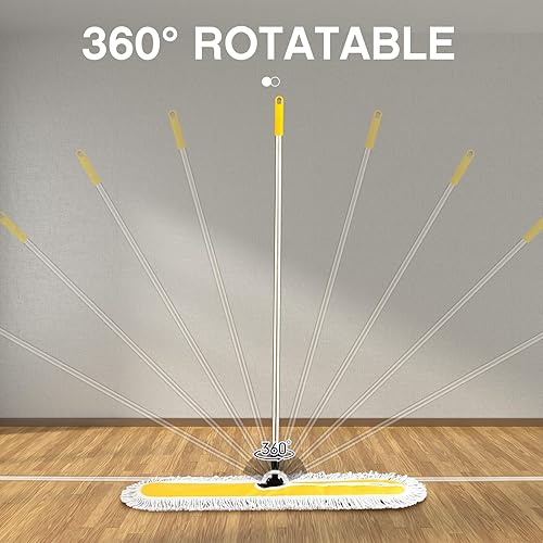 Miniatura 10 de Suclain Paquete de 2 trapeadores de polvo comerciales de 43 pulgadas y 36 pulgadas, barredora ajustable, trapeador industrial, escoba con mango