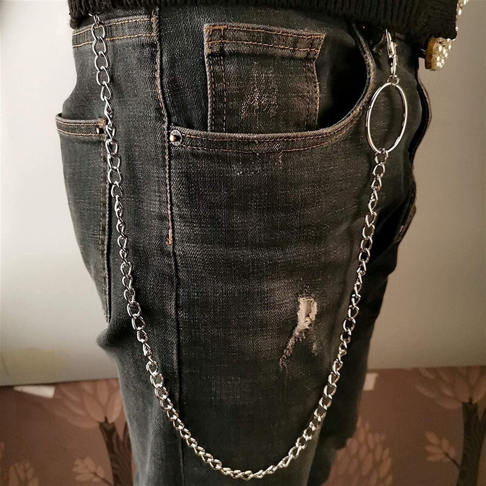 Doppellagige Hosenkette Damen mit Strass Blumen & Perlen – Elegante Rhinestone Flower Pearl Wallet Chain – Jeans & Pants Chain für Hosen, Taschen & Schlüssel – Modisches Hosenkette Schmuck Accessoire