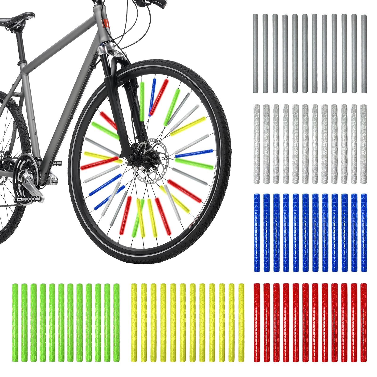 Lot De 72 Réflecteurs De Rayons De Vélo Multicolores – Visibilité 360°, Imperméable, Longueur 75 Mm, Montage En Clip, DIY Coloré