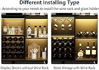 Vista 8 de Loomie - Gabinete de barra de vino con luz LED, gabinete de café para el hogar con estante de vino y soporte para vasos, aparador de buffet de Negro